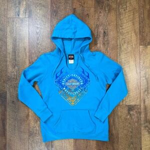 Harley-Davidson Vibrant Blue Hoodie Barnett El Paso TX Size Medium Soft Stretchy